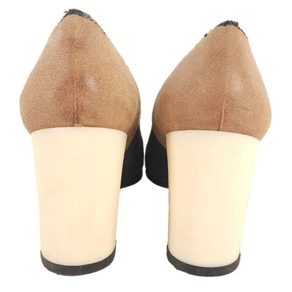Comme des Garcons Colorblock Cowhide Heels 23.5 US 7 Multi Distressed Pumps $535 - Picture 6 of 11